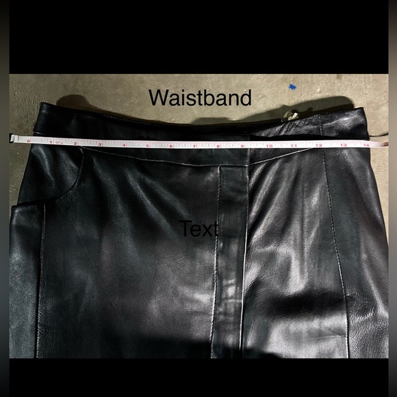 NWT All Saints Black Leather Midi Skirt w/ angular slit, pockets & front zipper - Picture 13 of 13